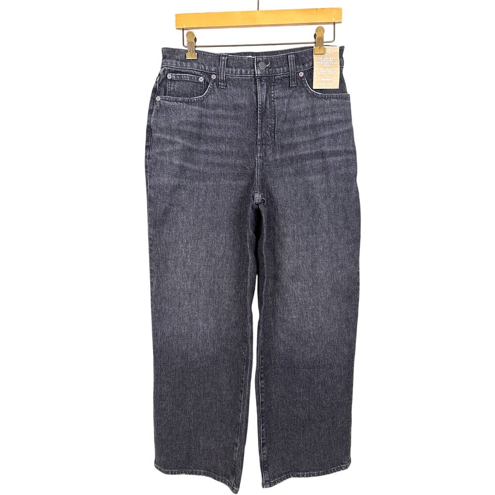 Madewell Womens 29 The Perfect Vintage Wide Leg Crop Jeans NWT Dark Gray Denim